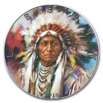 USA SITTING BULL NATIVE AMERICA American Silver Eagle 2019 Walking Liberty $1 Silver coin Ruthenium plated 1 oz